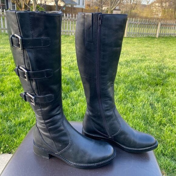 ECCO "Saunter" GTX Tall Riding Water Proof ZIP Leather Boot Black Size 5.5/36EU - Picture 3 of 11